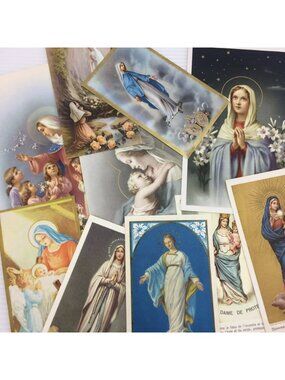 10 Piece Vtg Virgin Mother Mary Catholic Christian Prayer Holy Cards Ephemera